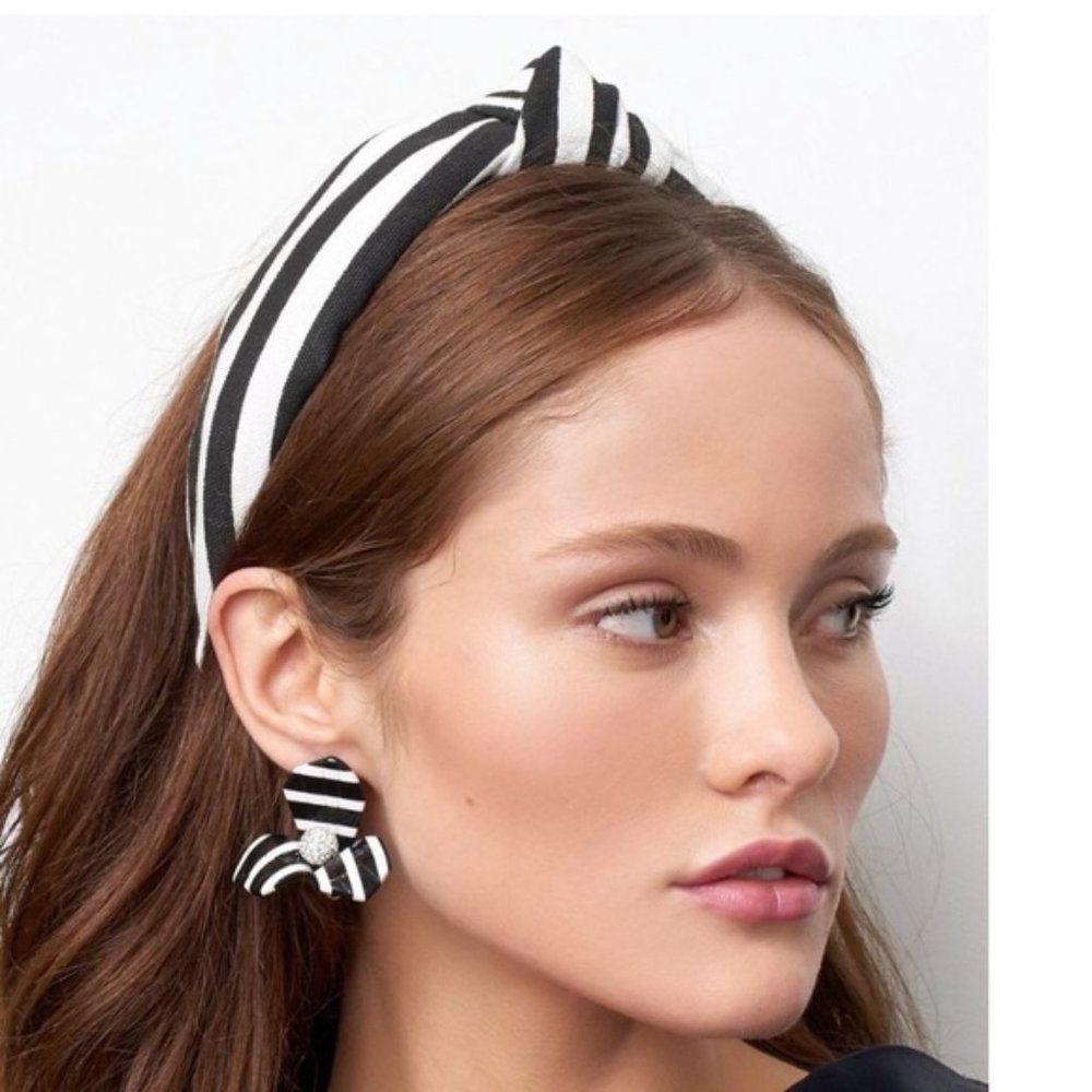 Lele Sadoughi Striped Black and White Headband